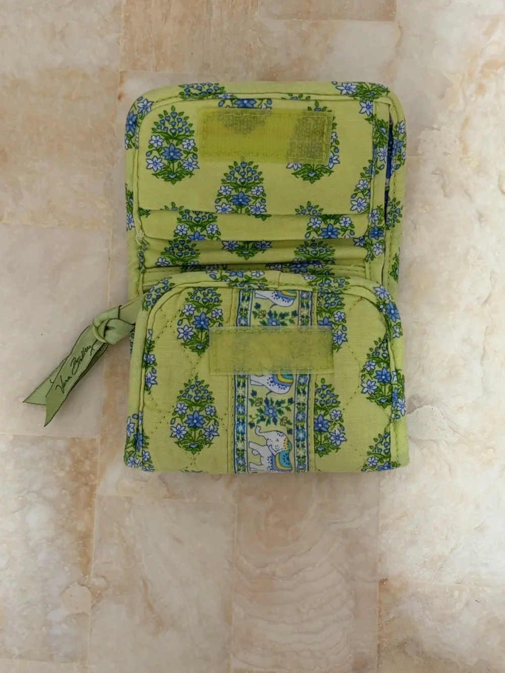 Vera Bradley Citrus Elephant Quilted Shoulder Bag & Matching Wallet Set